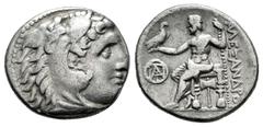 Greek Coins Kingdom of Macedon. Demetrios I Poliorketes. Drachm. 295-294 BC. Miletos. In the name and types of Alexander III. (Newell-49). (Price-2148). (Hgc-3.1, 1015). Anv.: Head of Herakles to righ