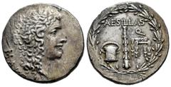 Greek Coins Kingdom of Macedon. Aesillas, Quaestor. Tetradrachm. 95-70 BC. Uncertain mint in Macedon. (Sng Cop-1327). (Hgc-3.1,110). Anv.: MAKEΔONΩN Head of Alexander the Great to right, with horn of 