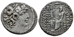 Greek Coins Pseudo-autonomous. Quintus Labienus or Ventidius Bassus. Tetradrachm. CE 10 = 40/39 BC. Seleucis and Pieria. In the name and types of Seleucid king Philip I Philadelphus. (RPC-I 4133). (Mc