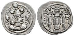 Greek Coins Sassanid Empire. Peroz I. Drachm. 457-484 AD. NY (Nihawand). 3rd crown type. (SNS-III type IIIb/1b). Ag. 3,42 g. Slight traces of original luster. Almost XF. Est...70,00. Spanish descripti