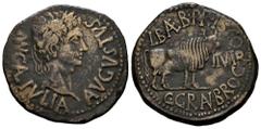 Celtiberian Coins Calagurris. Augustus period. Unit. 27 BC - 14 AD. Calahorra (La Rioja). (Abh-416). (Acip-3102a). Anv.: MVN. CL. IVLIA. AVGVSTVS. Laureate head of Augustus right. Rev.: Bull right, II