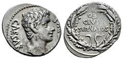 Roman Imperatorial Augustus. Denarius. 19 BC. Colonia Patricia (Córdoba). (Ric-77a). (Bmcre-378/80). (Rsc-208). Anv.: CAESAR AVGVSTVS bare head of Augustus right. Rev.: OB. / CIVIS. / SERVATOS within 