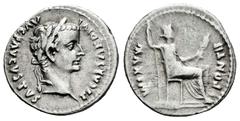 Roman Imperial Tiberius. Denarius. 14-37 AD. Lugdunum. (Ric-I 26). (Bmcre-34). (Rsc-16). Anv.: TI CAESAR DIVI AVG F AVGVSTVS, laureate head to right. Rev.: PONTIF MAXIM, Livia as Pax seated to right o