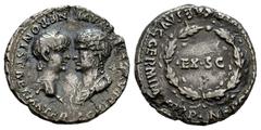 Roman Imperial Nero and Agrippina. Denarius. 54 AD. Rome. (Ric-I 2). (Bmcre-3). (Rsc-7). Anv.: AGRIPP AVG (DIVI CL)AVD NERONIS CAES MATER, Bare-headed bust of Nero to right and draped bust of Agrippin