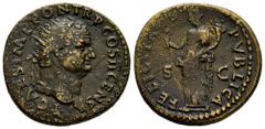 Roman Imperial Titus. Dupondius. 76-78 AD. Rome. (Ric-II 648a). (C-80). Anv.: T CAES IMP PON TR P COS II CENS, radiate head right. Rev.: FELICITAS PVBLICA, Felicitas standing left, holding caduceus an