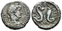 Roman Imperial Hadrian. Tetradrachm. RY 10 = 125/6 AD. Egypt. Alexandria. (Dattari-7508). (Emmett-804.10). (K&G-32.337). Anv.: ΑΥΤ ΚΑΙ ΤΡΑΙ ΑΔΡΙΑ CЄΒ Laureate, draped and cuirassed bust to right. Rev.