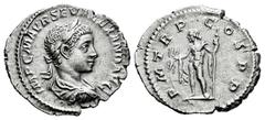 Roman Imperial Severus Alexander. Denarius. 222 AD. Rome. (Ric-5). (Seaby-204). (Spink-7891). Rev.: PM TR P COS P P. Jupiter standing to left holding thunderbolt and sceptre. Ag. 2,90 g. Choice VF. Es
