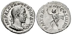 Roman Imperial Severus Alexander. Denarius. 235 AD. Rome. (Ric-IV 125 var.). (Bmcre-962). (Rsc-453a). Anv.: IMP ALEXANDER PIVS AVG, laureate, draped and cuirassed bust to right. Rev.: P M TR P XIIII C