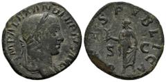 Roman Imperial Severus Alexander. Sestertius. 231-235 AD. Rome. (Ric-IV 648). (C-547). Anv.: IMP ALEXANDER PIVS AVG, laureate, draped and cuirassed bust right. Rev.: SPES PVBLICA, Spes walking left, h