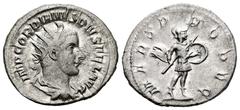 Roman Imperial Gordian III. Antoninianus. 238-244 AD. Rome. (Ric-145). (Rsc-155). Anv.: IMP GORDIANVS PIVS FEL AVG. Radiate, draped and cuirassed bust right. Rev.: MARS PROPVG. Mars advancing right, h
