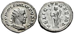 Roman Imperial Philip I. Antoninianus. 244-247 AD. Rome. (Ric-IV 31). (Rsc-43). Anv.: IMP M IVL PHILIPPVS AVG, radiate, draped and cuirassed bust to right. Rev.: FELICITAS TEMP, Felicitas standing fac