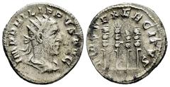 Roman Imperial Philip I. Antoninianus. 247-249 AD. Rome. (Ric-IV 62). (Rsc-50). Anv.: IMP PHILIPPVS AVG, radiate, draped and cuirassed bust to right. Rev.: FIDES EXERCITVS, four standards, second from