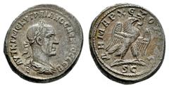 Roman Imperial Trajan Decius. Seleucis and Pieria. Tetradrachm. 249-250 AD. Antioch. (Prieur-579). (McAlee-1125b). Anv.: ΑΥΤ Κ Γ ΜЄ ΚΥ ΤΡΑΙΑΝΟϹ ΔЄΚΙΟϹ ϹЄΒ, Laureate, draped and cuirassed bust to right