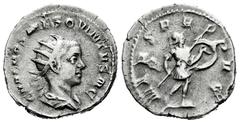 Roman Imperial Hostilian. Antoninianus. 251 AD. Rome. (Ric-176c (Decius)). (Rsc-13). Anv.: C VALENS HOSTIL MES QVINTVS N C. Radiate and draped bust to right. Rev.: MARS PROPVG. Mars advancing to right