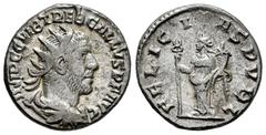 Roman Imperial Trebonianus Gallus. Antoninianus. 251-252 AD. Antioch. (Ric-IV 82). (Rsc-34). Anv.: IMP C C VIB TREB GALLVS P F AVG, radiate, draped and cuirassed bust to right. Rev.: FELICITAS PVBL, F