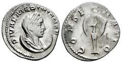 Roman Imperial Diva Mariniana. Antoninianus. 254-256 AD. Rome. (Ric-3). (Rsc-2). Anv.: DIVAE MARINIANAE, diademed, veiled and draped bust right, set on crescent. Rev.: CONSECRATIO, peacock in splendou