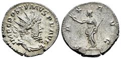 Roman Imperial Postumus. Antoninianus. 268 AD. Trier. (Ric-318). (Rsc-215b). Anv.: IMP C POSTVMVS PF AVG. Radiate bust to right. Rev.: PAX AVG. Pax standing to left, holding olive branch and sceptre. 