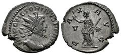 Roman Imperial Victorinus. Antoninianus. 269-270 AD. Trier. (Ric-V 2 118). Anv.: IMP C VICTORINVS P F AVG, radiate, draped and cuirassed bust to right. Rev.: PAX AVG, Pax standing to left, holding oli