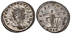 Roman Imperial Tacitus. Antoninianus. 275-276 AD. Rome. (Ric-V online 3538). Anv.: IMP C M CL TACITVS AVG. Radiate head right, slight drapery. Rev.: LAETITIA FVND / XXIB. Laetitia standing left, holdi