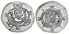 Islamic World Abbasid Caliphate. AFZWT type, time of Al-Mahdi. Drachm. PYE 136 = 171 H. Tabaristán. (Album-73). (Malek-174). Anv.: Crowned and draped bust to right; behind head, GDH ('kingship' in Pah
