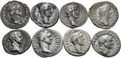Large Lots Lot of 7 coins from the Roman Empire. Denarii of different Emperors such as Vespasian, Domitian, Trajan, Hadrian and Antoninus Pius. All different. Ar. TO EXAMINE. Almost VF/VF. Est...300,0