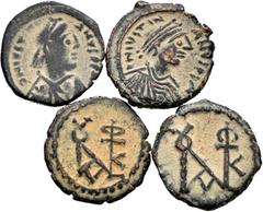 Large Lots Lot of 4 Byzantine coins. 5 Nummis of the emperors Justinian I and Justin II. Artificial patina. Ae. TO EXAMINE. Choice VF. Est...60,00. Spanish description: Lote de 4 monedas Bizantinas. 5