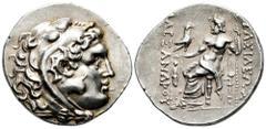 Greek Coins A fantastic portait | Kingdom of Macedon. Alexander III, "The Great". Tetradrachm. 218/213-200 BC. Kabyle. (Price-882). Anv.: Head of Herakles to right, wearing lion skin headdress. Rev.: 