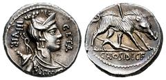 Roman Republican NGC - Ch XF★ 5/5, 5/5 | Hosidius. C. Hosidius C.f. Geta. Denarius. 68 BC. South of Italy. (Ffc-748). (Craw-407/2). (Cal-618). Anv.: Diademed head of Diana draped right, bow and quiver