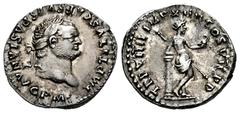Roman Imperial Titus. Denarius. 79 AD. Rome. (Ric-34). (Bmc-9). (C-268). Anv.: IMP TITVS CAES VESPASIAN AVG P M, Laureate head right. Rev.: TR P VIIII IMP XIIII COS VII P P, Venus, nude to waist, stan