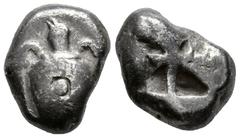 Greek Coins Attica Islands. Aegina. Stater. 525-475 BC. (Hgc-6, 434). (Tesorillo-Aegina 1, Plate Coin). Anv.: Sea turtle, head in profile, with 'T' design in pellets on shell. Rev.: Incuse square with