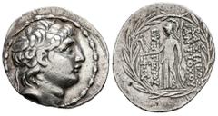 Greek Coins Cappadocian Kingdom. Ariarathes VI Epiphanes Philopator. Tetradrachm. 130-112/0 BC. Ariaratheia or Eusebia-Tyana. In the names and types of the Seleukid King Antiochos VII. (Hgc-9, 1068). 
