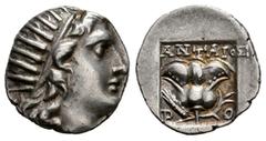 Greek Coins Islands of Caria. Rhodes. Drachm. 125-88 BC. Antaios magistrate. (Jenkins-Rhodian Group D 108). (Sng Cop-811 var.). (Tesorillo-Caria 6, Plate Coin). Anv.: Radiate head of Helios to right. 