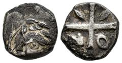 Greek Coins Southern Gaul. Volcae-Tectogases. Fourée Drachm. 2nd century BC. (Castelin-76 var.). (LT-3232 var.). (Tesorillo-Galia 3, Plate Coin). Anv.: Celticized head to left; around, branches. Rev.: