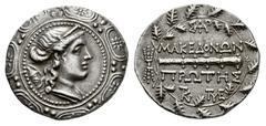 Greek Coins Macedon under Roman Rule. Tetradrachm. 167-149 BC. Amphipolis. (Sng Cop-1315). (Bmc-7). (Tesorillo-Macedonia 28, Plate Coin). Anv.: Diademed and draped bust of Artemis to right, bow and qu