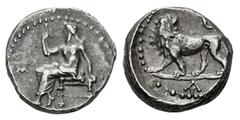 Greek Coins Persia. Alexandrine Empire. Drachm. 322-321 BC. Babylon. Uncertain satraps of Babylon. (Nicolet-Pierre-10). (Sunrise-163). (Tesorillo-Babilonia 1, Plate Coin). Anv.: Baaltars seated left, 