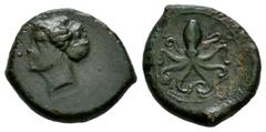 Greek Coins Sicily. Syracuse. Tetras or Trionkion. 435-415 a.C. Time of the Second Democracy. (CNS-II 14). (Hgc-2, 1430). (Tesorillo-Sicilia 8, mismo ejemplar). Anv.: Head of Arethusa to left, hair in