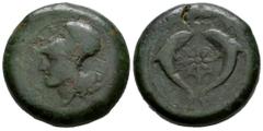 Greek Coins Sicily. Syracuse. Drachm. 405-367 BC. Time of Dionysios I. (CNS-62). (Hgc-2, 1436). (Tesorillo-Sicilia 7, Plate COin). Anv.: Head of Athena to left, wearing Corinthian helmet decorated wit