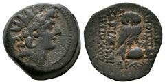 Greek Coins Seleukid Kingdom. Kleopatra Thea and Antiochos VIII. AE 18. SE 190 = 123/2 BC. Antioch. (SC-2263.2f). (Tesorillo-Siria 16, Plate Coin). Anv.: Radiate and diademed head of Antiochos VIII ri