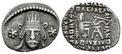 Greek Coins Kingdom of Parthia. Meherdates (Usurper). Drachm. 49-50 AD. Ekbatana. (Sellwood-67.1 (Vonones II)). (Shore-368 (Vonones II)). (Tesorillo-Partia 9, Plate Coin). Anv.: Facing bust, wearing t
