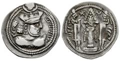 Greek Coins Sassanid Empire. Valkash. Drachm. (484-488). AT (Atrapatan). (Göbl-I/1). (Tesorillo-Sasánida 3, mismo ejempla). Ag. 3,14 g. Rare. VF/Choice VF. Est...100,00. Spanish Description: Imperio S