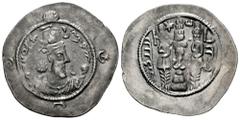 Greek Coins Sassanid Empire. Hormizd IV. Drachm. RY 10 = 590. WYHC (Weh-az-Amid-Kavad). (Göbl-I/1). (Tesorillo-Sasánidas 4, mismo ejempl). Ag. 4,16 g. VF/Choice VF. Est...50,00. Spanish Description: I