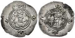 Greek Coins Sassanid Empire. Khusro II. Drachm. RY 6. WYHC (Weh-az-Amid-Kavad). (Göbl-II/3). (Tesorillo-Sasánidas 6, Plate Coin). Ag. 4,11 g. Choice VF. Est...50,00. Spanish Description: Imperio Sasán