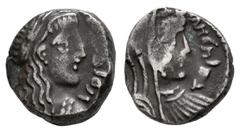 Greek Coins Nabataea. Rabbel II with Gamilat. Drachm. 70/1-105/6 AD. Petra. (Meshorer-Nabataea 151/4). (DCA-985). (Tesorillo-Nabateos 2, Plate Coin). Anv.: Laureate head of Rabbel to right; [date at e