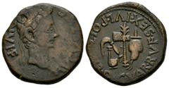 Celtiberian Coins Carthage Nova. Augustus period. Unit. 27 BC - 14 AD. Cartagena (Murcia). (Abh-577). (Acip-3137). (Tesorillo-Cartagonova 33, Plate Coi). Anv.: AVGVSTVS. DIVI. F. Laureate head of Augu
