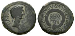 Celtiberian Coins Carthage Nova. Augustus period. Half unit. 27 BC - 14 AD. Cartagena (Murcia). (Abh-590). (Acip-3142). (Tesorillo-Cartagonova 56, Plate Coi). Anv.: AVGVSTVS. DIVI. F. Bare head of Aug