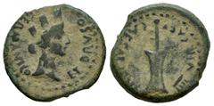 Celtiberian Coins Carteia. Time of Tiberius. Half unit. 14-36 AD. San Roque (Cadiz). (Abh-686). (Acip-3306). (Tesorillo-Carteia 33, Plate Coin). Anv.: GERMANICO. ET. DRVSO. Female head wearing mural c