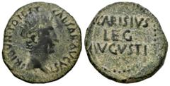 Celtiberian Coins Emerita Augusta. Augustus period. Unit. 27 BC. Mérida (Badajoz). (Abh-987). (Tesorillo-Emerita 23, Plate Coin). Anv.: CAESAR. AVGVST. TRIBVNI. POTEST. Bare head of Augustus right. Re