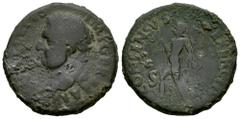 Roman Imperial Vitellius. Unit. January-June AD 69. Tarraco. (Ric-I 40). (Bmcre-99/102). (Tesorillo-Tarraco 2, Plate Coin). Anv.: (A) VITELLIVS IMP GERMAN, laureate head to left, globe at point of bus