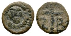 Visigothic Coins Nummus. 6th century AD. Ispali (Sevilla). (Crusafont-Group B, type 16). (Tesorillo-Visigodos 9, Plate Coin). Anv.: Bust from the front with an arch that symbolizes the hair and an opp
