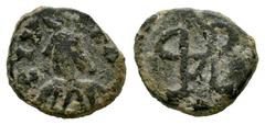Visigothic Coins Nummus. Second half of the 7th century. Emérita (Mérida). (Crusafont-Group C, type 31). (Tesorillo-Visigodos 11, Plate Coin). Anv.: Draped bust with lines forming triangles on the lef